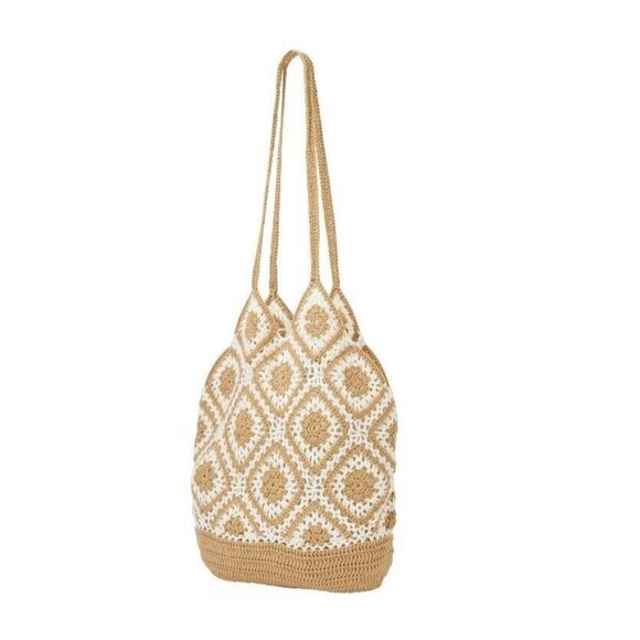 Urban Originals Handbags - URBAN ORIGINALS Large Sunflower crochet handmade women's tote bag -SAND